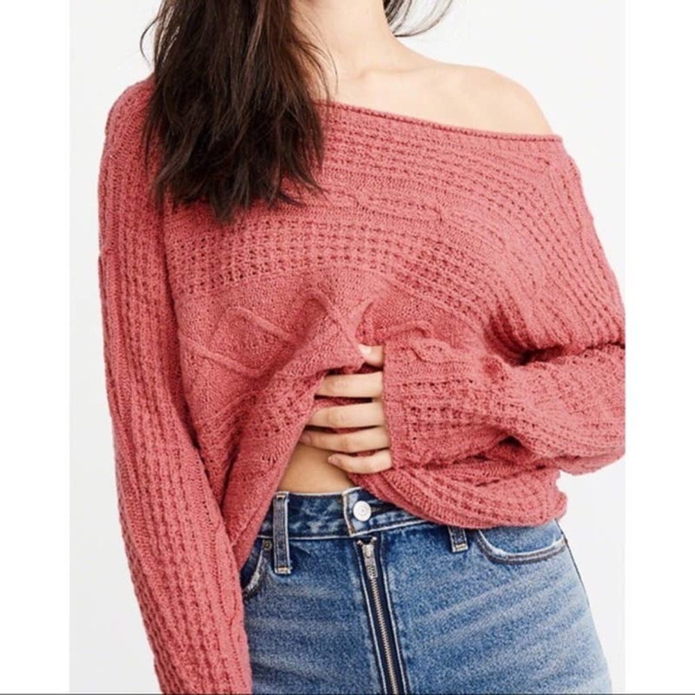 Abercrombie & Fitch Coral Cable Dolman Sweater